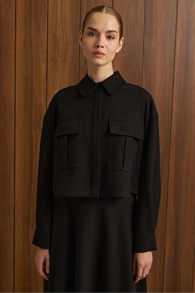 TERZİ DÜKKANI Cămașă scurtă cu buzunare ELIZA NEGRĂ