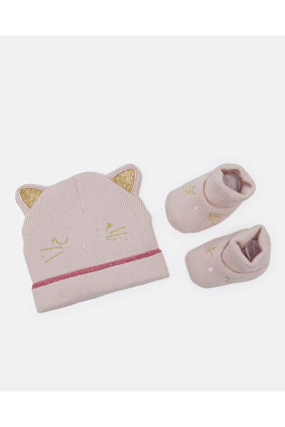 REDTAG مجموعة قبعات محبوكة باللون الوردي للبنات (قطعتين)