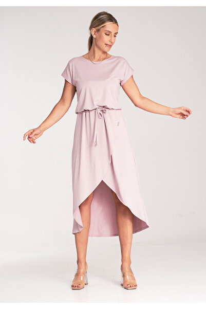 Figl Asymmetric midi dress - knot dress - M1041 pink XL