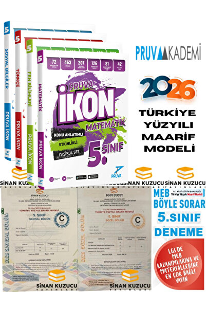 Pruva Akademi 5. Sınıf İkon 4'LÜ SET Sinan Kuzucu Türkiye Geneli Deneme Sınav...