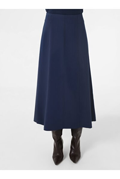 Refka Segmented Flared Skirt with Stitching Detail - Navy Blue -