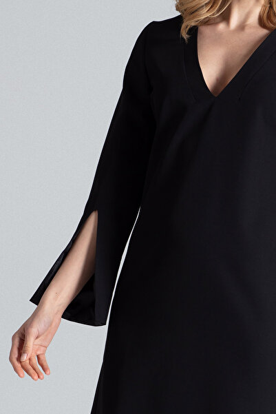 Figl Elegant black mini dress with slits on the sleeves - Evening dress M550 size XL