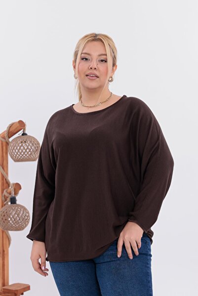 Siyezen Plus Size Bat Sleeve Oversized Knitwear Sweater
