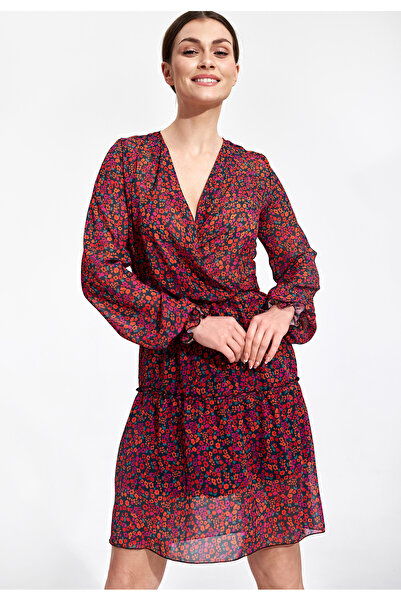Figl Floral wrap dress with long sleeves - M859 size L/XL