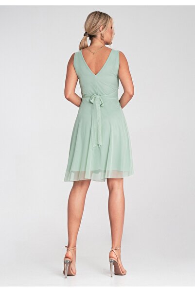 Figl Elegant dress with low back - Mesh dress - Mint M1208 size S/M