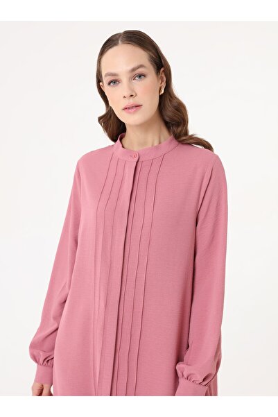Refka Aerobin Long Tunic with Ribbed Detail on the Front - Dark Rose -