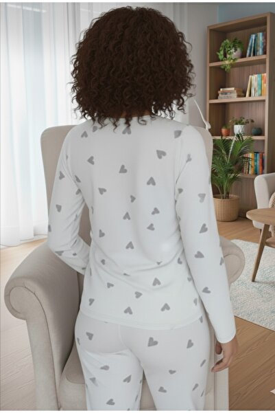 ÇAĞ MODA Viscose Knitted Long Sleeve Pants Pajama Set