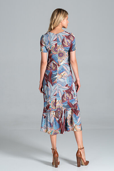 Figl Summer midi dress with pattern and short sleeves - M827 size M