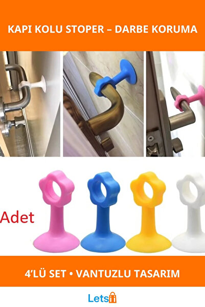 Letsii مجموعة من 4 قطع من سدادات مقابض الأبواب الملونة ذات القاعدة اللاصقة