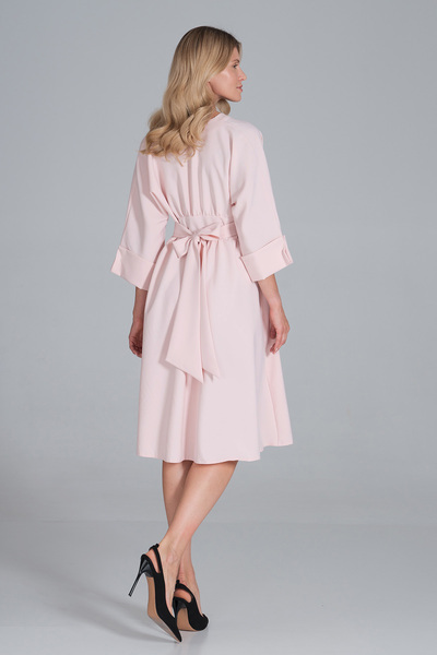 Figl Pink midi dress with buttons and 3/4 sleeves for everyday wear - M843 size S