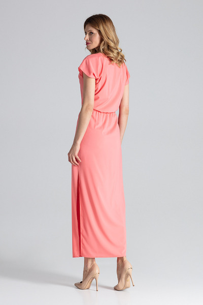 Figl Elegant coral maxi dress with Slit - Perfect for summer M668 size L
