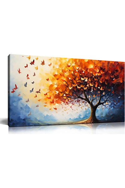 Emoda home Trove لوحة فنية جدارية من القماش بإطار (60×120 سم) شجرة الفراشة ال...