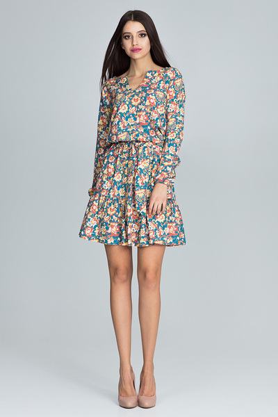 Figl Rochie scurtă boho cu imprimeu floral și mâneci bufante - M597 mărimea S/M