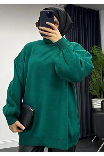 Gülce moda Γυναικείο πλεκτό πουλόβερ με μισό ψηλό λαιμό και μανίκια μπαλόνι, ...