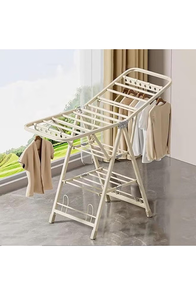 KEKE رف تجفيف الملابس القابل للطي من الخارج والداخل 1.8 متر باللون الأبيض