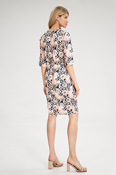 Figl Floral wrap dress with elastic waist and short sleeves - M702 size L