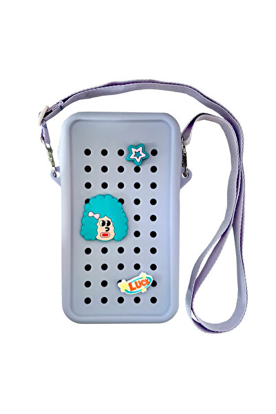 Acvila Zipzoo Colorjoy Husa telefon din silicon, cu fermoar, charmuri incluse, mov deschis