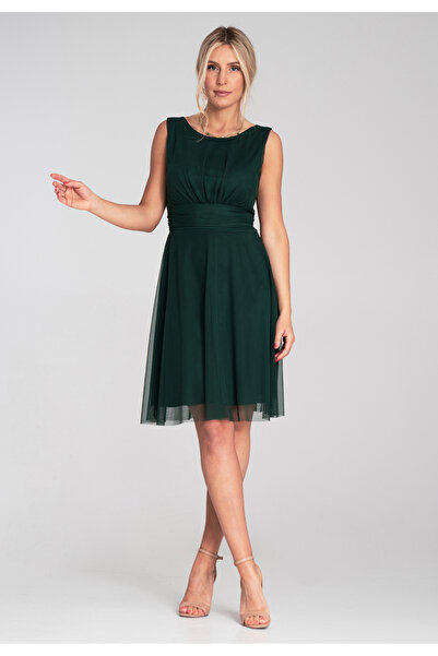 Figl Elegant dress with low back - Mesh dress - Green M1208 size L/XL