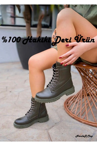 Neco 100% Genuine Leather Women's Original Boots, Non-Slip Soft Rubber Sole, Fur Inner Lining (753-750-819)