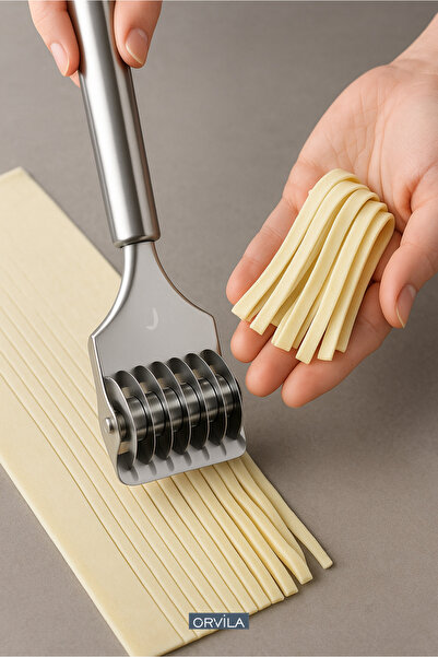Orvila Noodle and Pasta Slicer - Stainless Steel - Practical Dough Cutting Attachment - 9 Blades