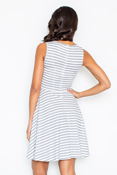 Figl Rochie cu dungi - rochie de vară - rochie gri M295 mărimea XL