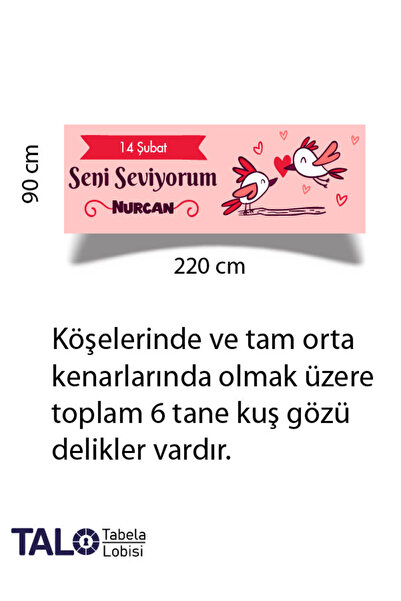 Tabela Lobisi Baskılı Branda - Seni Seviyorum – Özel Günler İçin Dekoratif Af...