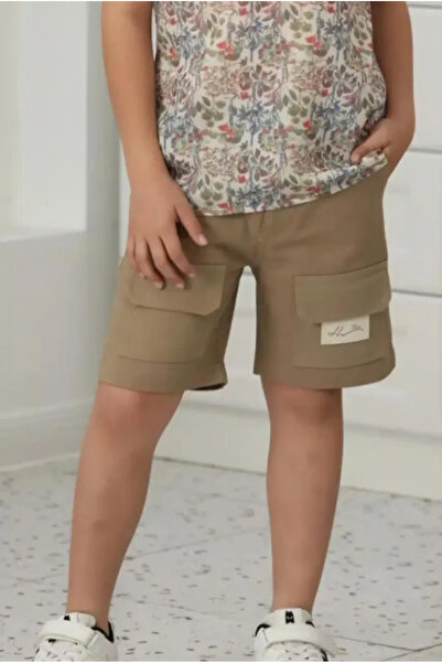 Alesaei-mondo tondo Boys' Beige Classic Shorts 4103