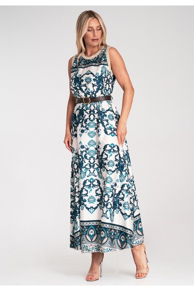 Figl Printed dress - Elegant maxi dress - Blue dress M1214 size S/M