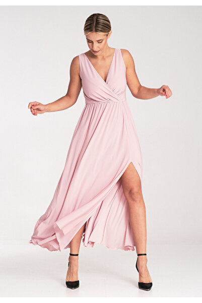 Figl Rochie lungă elegantă - Rochie fără mâneci pentru nuntă, roz M960, mărimea XL