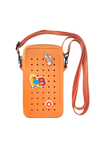 Acvila Zipzoo Colorjoy Silicone phone case, with zipper, charms included, orange