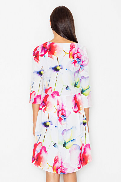 Figl Asymmetrical dress with Printed and 3/4 sleeves - M497 size M