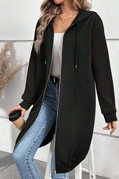 StreetWear Outlet Women's Long Hoodie with Zipper and Drawstring