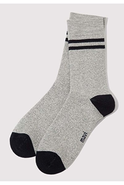 Mavi Strip Printed Unisex Socks Gray