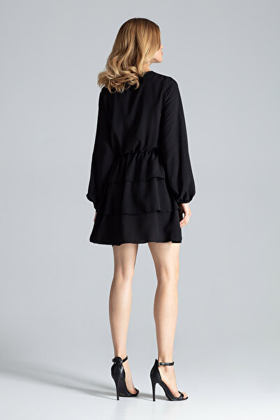 Figl Elegant black dress with ruffles - M601 size L