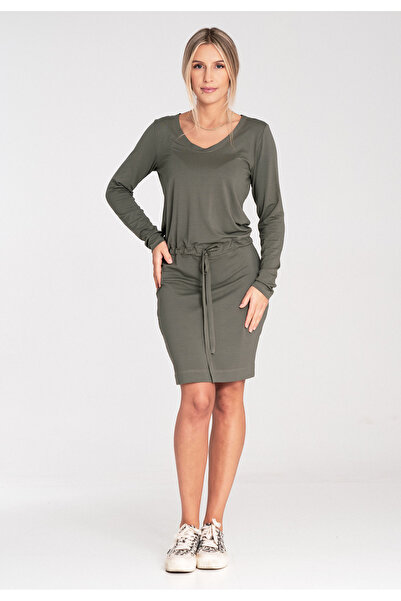 Figl Rochie scurtă cu legătură în talie - rochie din viscoză - M1049 Olive mă...