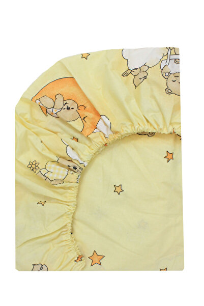 PRICHINDEL Sheet for 120x60 cm Crib, Sleepy Bear Pattern, Yellow