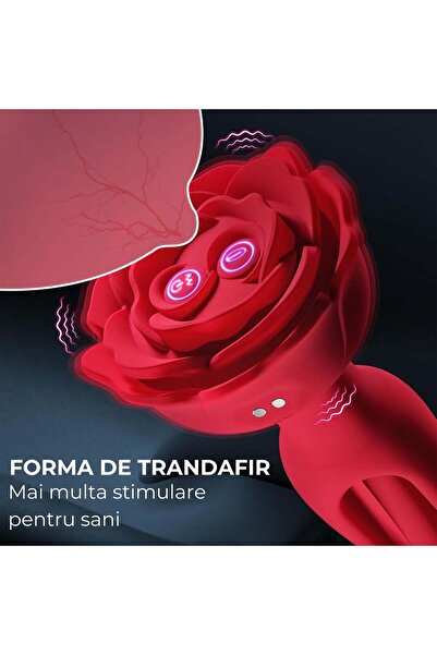 Obsessia Vibrator 2in1 AnalRose, 9 moduri vibratie , 9 moduri pulsatie, telecomanda, jucarii sexuale, rosu