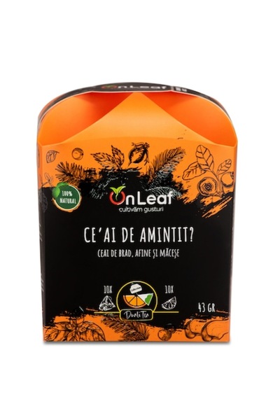 On Leaf Ceai, Ceai de afine și măceșe, 10 pliculețe de ceai + 10 bucăți de fr...