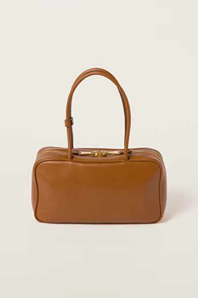 Miu Leather Beau Bag Shoulder Crossbody Top-handle Tote Bag Mid