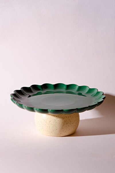 Le murano Fungo Footed Pastry Cake Presentation Plate 23 cm | Green
