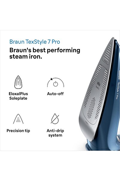 Braun TexStyle 7 Pro Steam Iron SI7160BL - 3000W, 300ml, Blue