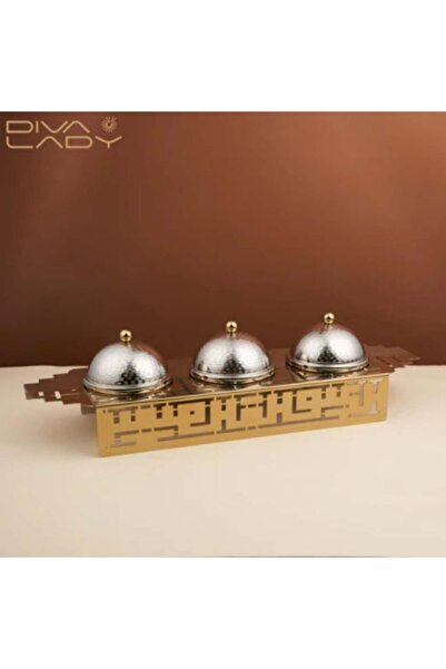 DIVA LADY ✨ Luxurious 3-date serving set – elegant gold design with a touch of luxury silver