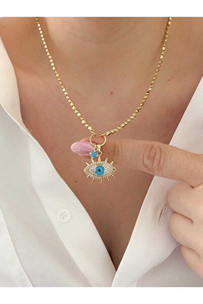 CHARMLUCKY ÖZEL SERİ MAVİ BONCUKLU GÖZ KOLYE