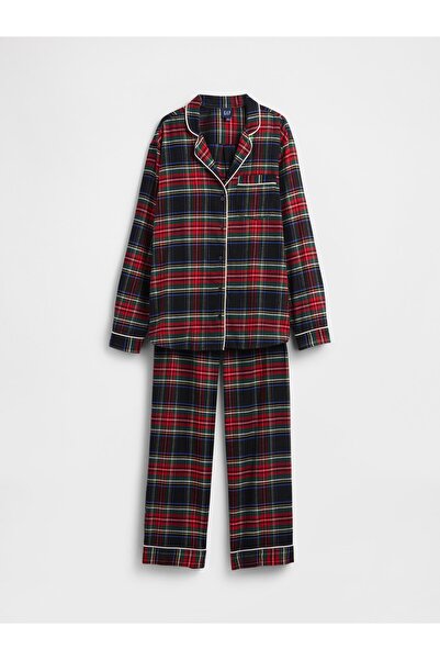 GAP Kadın Lacivert Softest Flannel Pijama Takımı