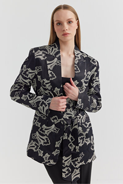 PAULMARK Jachetă cu model pentru femei, cu detaliu de centură