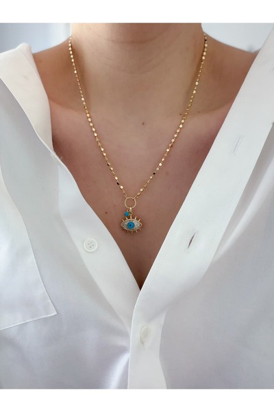 CHARMLUCKY ÖZEL SERİ MAVİ BONCUKLU GÖZ KOLYE