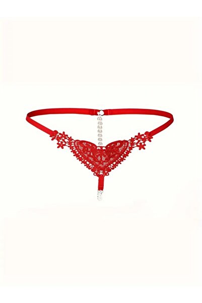 VEO STORE Şık Delikli Nakışlı İnci Masaj Düşük Bel Çekici Tanga Yılbaşı Özel