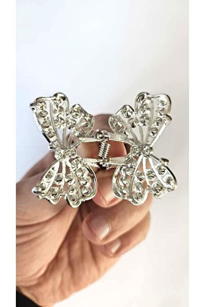 cityvision Silver Color 4.5 cm Metal Hair Clip with Stone Butterfly Pattern – Sparkling and Elegant Design