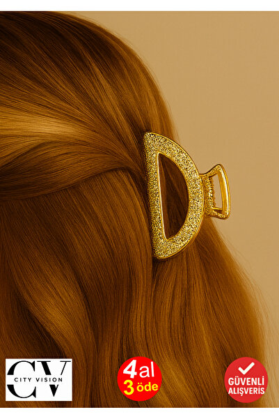 cityvision 7 cm Gold Metal Hair Clip – Elegant and Classic Patterned Barrette