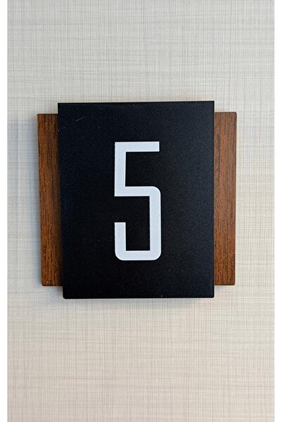 Yönline 2 Pieces Black Walnut Mdf 9X9 cm Door Number